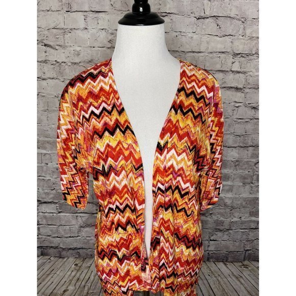 Girls LuLaRoe‎ Red Orange Chevron Striped Bianka - Picture 3 of 12